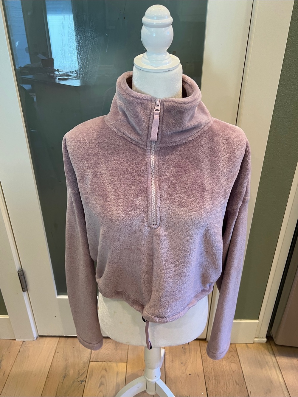 Urban Outfitters Plush Half-Zip Turtleneck Sweater - Dusty Mauve